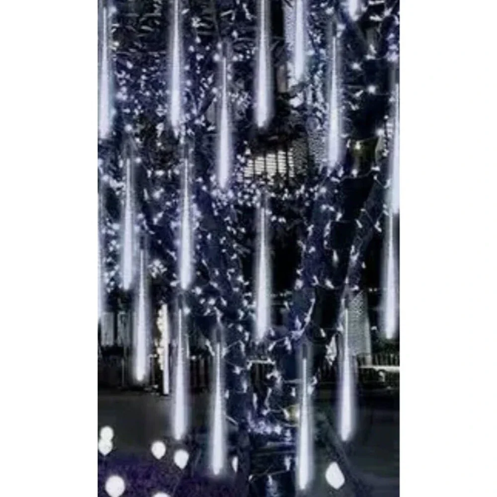 Meteor Shower LED Lights 6 Strand Cool White Dream Drop Falling Tube Set of 4